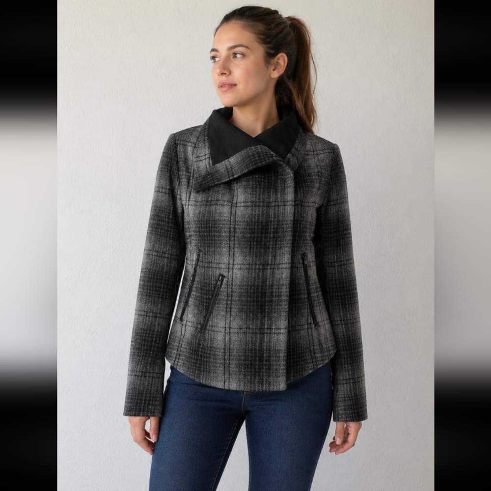 MODA INTERNATIONAL Wool Blend Faux Leather XS